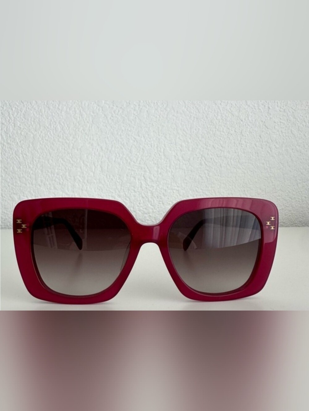 Celine Oversized Square Sunglasses in Wine Red with Gradient Lenses CL40218U